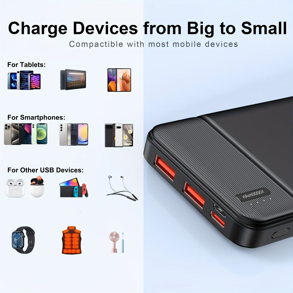 Power Bank 10000mAh 5V for Heated Clothing with PD 22.5W Charging in Black or White Battery Pack