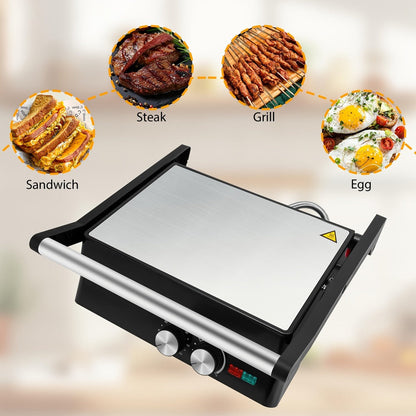 Panini Press Grill 3-in-1 Electric Indoor Grill with Non-Stick Plates - 180° Flat Grill Sandwich Maker with Floating Hinge Grease Tray Temperature Control, Compact Countertop Grill for Home Dorm Office