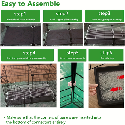 Small Animal Playpen & Pet Cage with Removable Tray | Indoor Outdoor Enclosure for Rabbits, Chickens, Ducks, Birds & Small Pets – Secure Lock, Easy Assembly, 29x15x18"