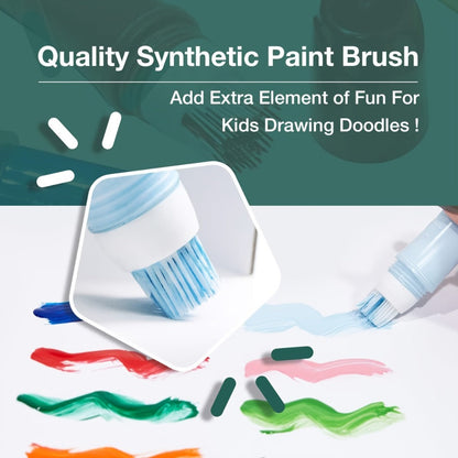 Tempera Paint Set for Kids 12 Colors Washable – Squeezable Brush Pens Neon Basic Pastel 24ml Each | Refillable Non-Toxic Art Supplies for Early Learning Finger Painting | Birthday Christmas Gift