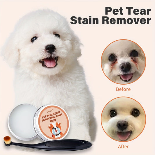 Pet Tear Stain Removal Gel with Brush – Plant-Based Safe Formula for Dogs & Cats, Gentle Effective Eye Stain Cleaner, 30g
