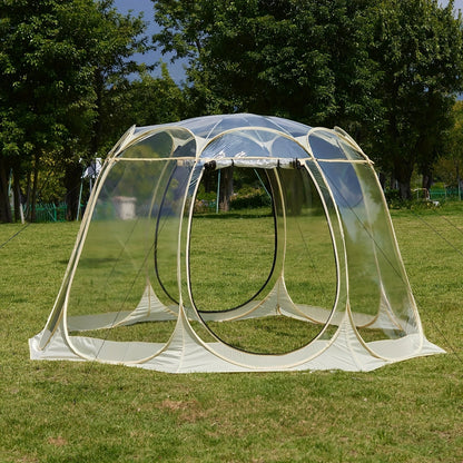 Clear-Panel Dome Screen Shelter with Two Zippered Doors, Ground Stakes and 10-by-10 or 12-by-12 Options