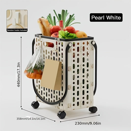 Foldable Shopping Cart with Wheels and Handle Large Capacity Portable Trolley for Grocery Camping Travel Laundry Beach Outdoor Home Lightweight Space Saving