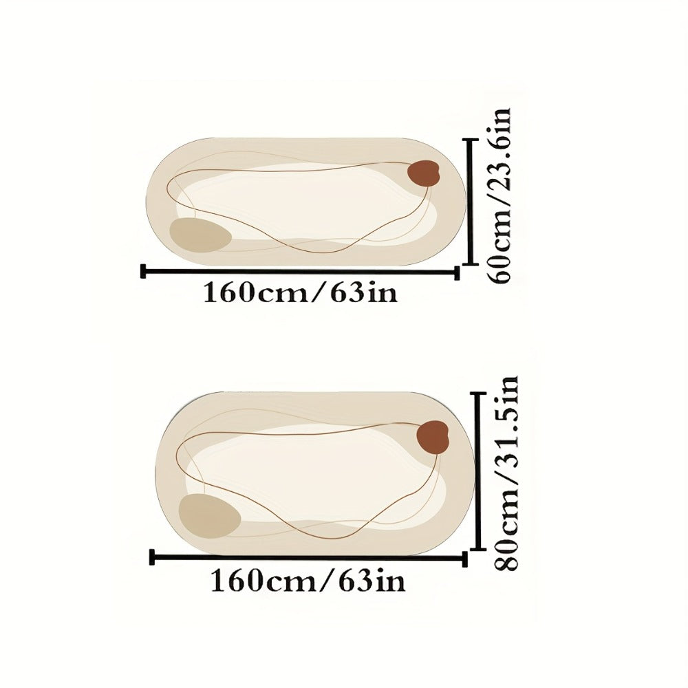 Area Rug Oval Imitation Cashmere Mat in Two Colors and Two Machine-Washable Room Size Options