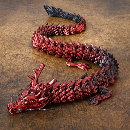 Articulated Dragon Figurine in Black and Red or Black and Purple with Three Exact Head Styles