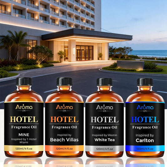 Essential Oil Hotel Fragrance 120ml with White Tea, CapriBreeze, MINE, Beach Villas or R-C Hotel Scents