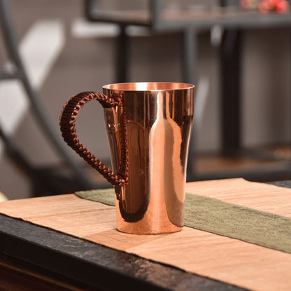 Hammered Copper Coffee Mug with 13.53oz Capacity, Tall Tapered Body and Textured Wrapped Handle