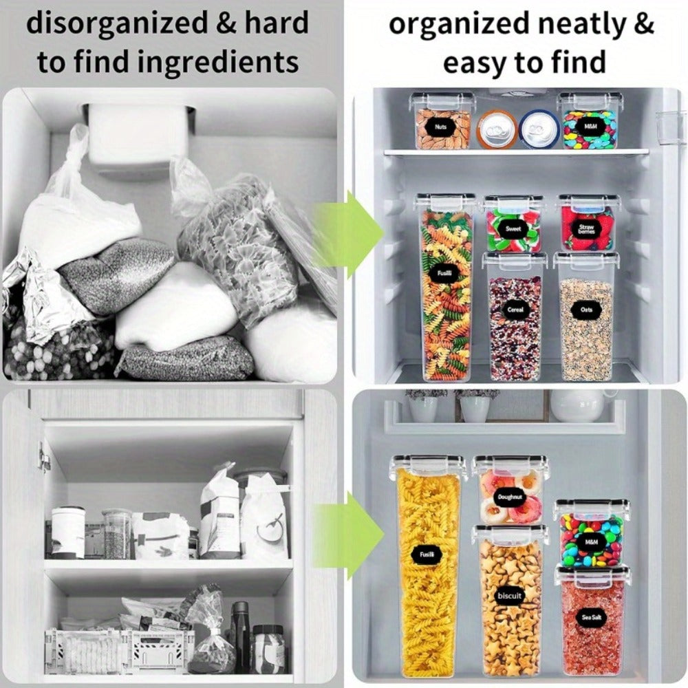 Pantry Jar Food Storage Organizer with Flip-Top Lids, Dishwasher-Safe Plastic and Six Set Sizes