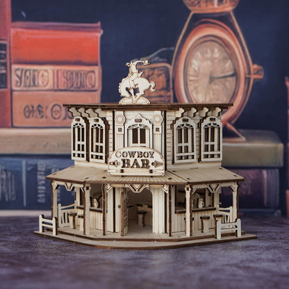3D Wood Model Kit for Adults & Teens – DIY Wooden Assembly Puzzle, Choose Fisherman's Hut / Treehouse / Cowboy Bar, STEM Brain Teaser Craft Kit, Unique Birthday & Holiday Gift