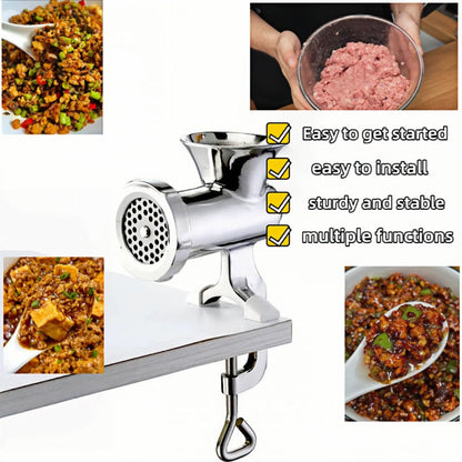 Size 5 Manual Meat Grinder with Table Clamp, Hand Crank, Cutting Plate, Blade and Sausage Nozzle
