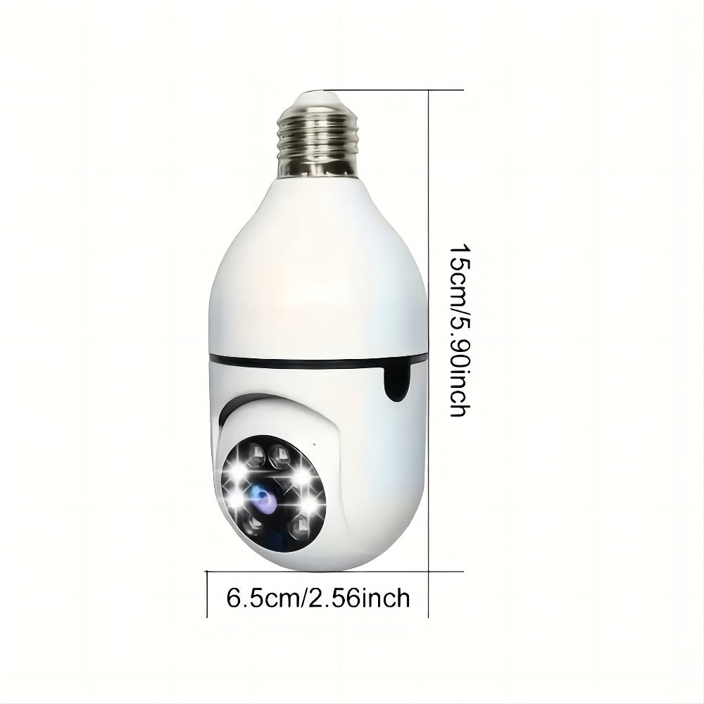 E27 Bulb Camera 360° Pan & Tilt 3MP 1080P, Full-Color Night Vision, Two-Way Audio, Motion Detection, WiFi App Control, Cloud & TF Card Storage – Indoor Home Security Light Bulb Camera