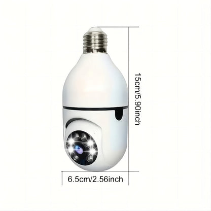 E27 Bulb Camera 360° Pan & Tilt 3MP 1080P, Full-Color Night Vision, Two-Way Audio, Motion Detection, WiFi App Control, Cloud & TF Card Storage – Indoor Home Security Light Bulb Camera