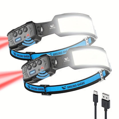 Two-Pack Rechargeable Headlamps with 720-Lumen Label, 270° Beam, Six Modes and Motion Sensor