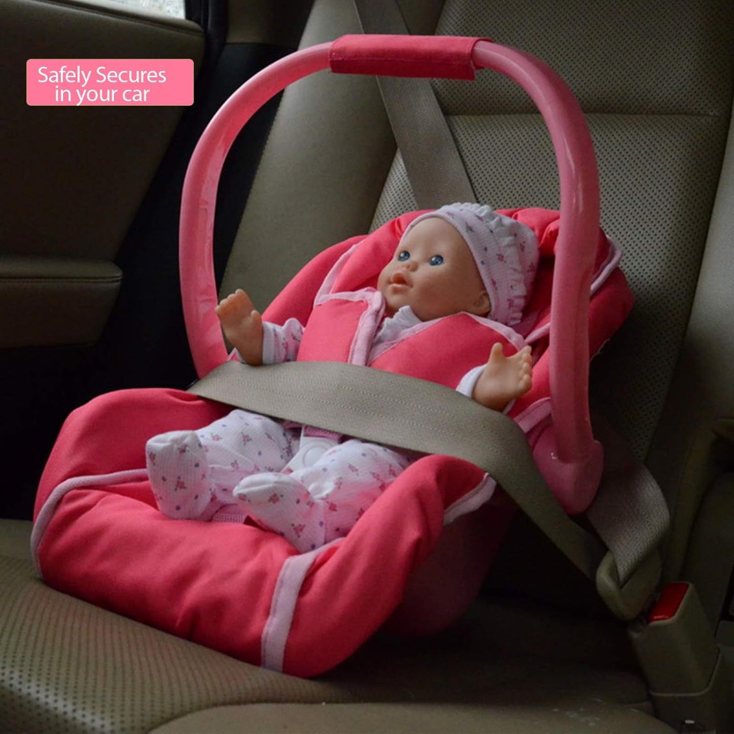 Pink Unicorn Doll Carrier for 18-Inch Dolls with Soft-Sided Body, Carry Handle and Front Restraint Strap