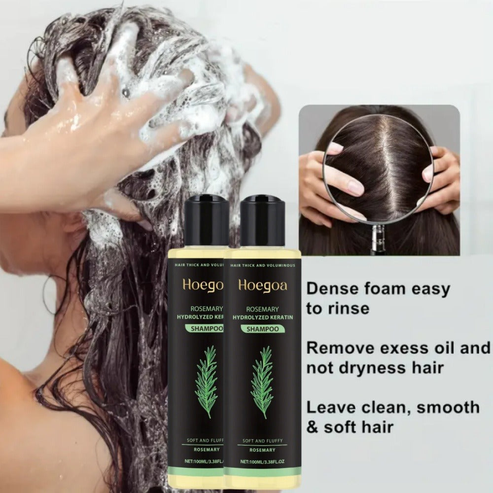 Rosemary Vitamin C Keratin Shampoo Set 3 Bottles — Deep Cleanse Moisturize & Strengthen Hair, Scalp Stimulating Antioxidant Formula, Smooth Shiny Frizz-Free Results, Holiday Hair Care Gift for Women & Men