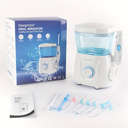 Water Flosser Countertop FC166 Oral Irrigator with 600ml Tank, Ten Pressure Settings, Eight Nozzles and Rotary Dial