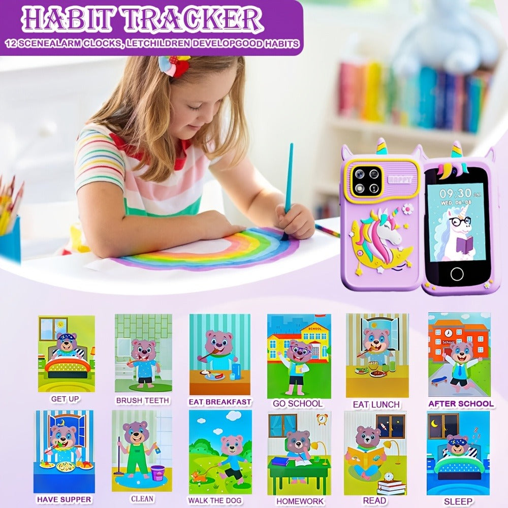 Kids Educational Smartphone Toy with 1080P HD Camera, 20 Mini-Games, Music, Stories & Habit Training – Learning Toy for Boys Girls Ages 3-14, Birthday Christmas Gift