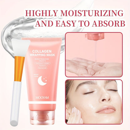 2.71 oz Hydrolyzed Collagen Night Mask with Brush, Niacinamide, Hyaluronic Acid and Vitamin C