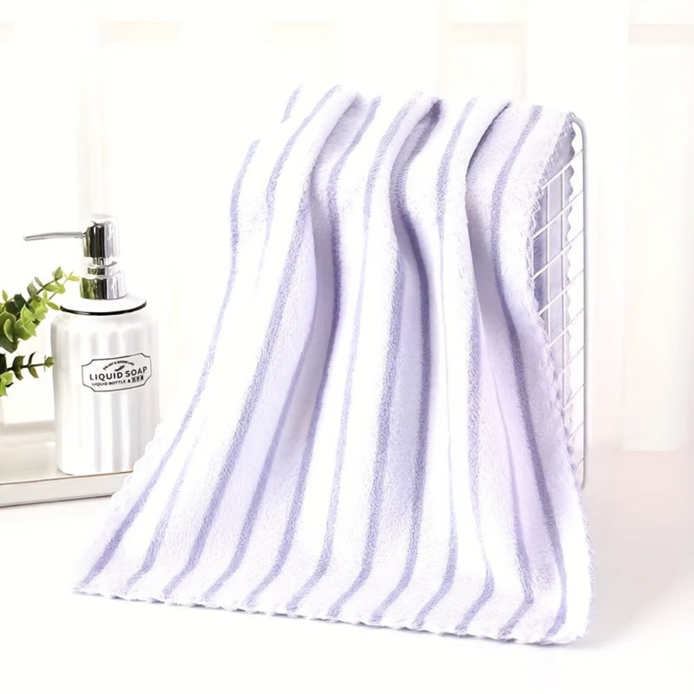 Towel Set 5-Pack 500GSM Coral Fleece Face Towels in Solid, Striped and Five-Color Options for Home and Guest Use