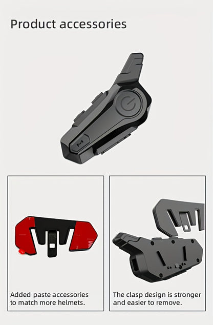 Motorcycle Helmet Bluetooth Intercom Headset – Wireless Real-Time 2-Rider Communication, Compatible with Full Face, 3/4 & Open Face Helmets, Hard Mic & Soft Mic Included, X1 Pro Max