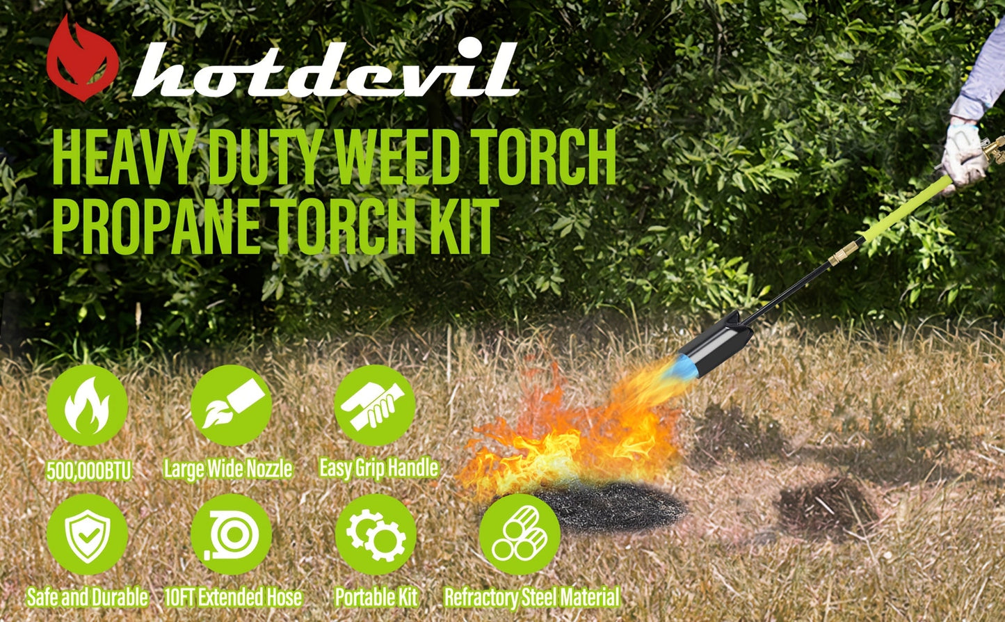 Propane Weed Torch | Flame Weeder Ice Melter Outdoor Roof Driveway