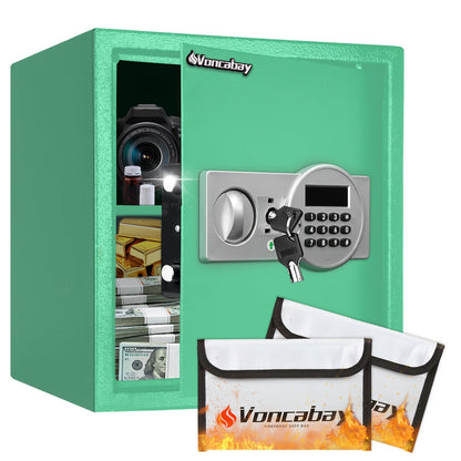 Home Security Safe Box with Sensor Light & Fireproof Bag – Digital Keypad Lock Box with Backup Keys for Cash, Jewelry & Valuables – Wall, Floor & Closet Mountable Safe (Multiple Sizes & Colors)