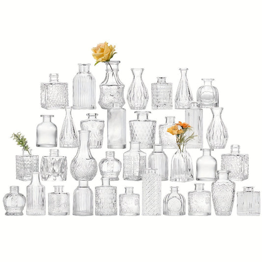 Mini Clear Bud Vases Set Wedding Centerpieces for Tables Small Glass Flower Vases for Birthday Party Anniversary Home Decor Mother's Day Bulk Set 9 12 24 36 54pcs