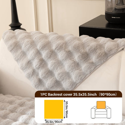 Sofa Cover Bubble Faux Rabbit Fur Panels with Silicone Non-Slip Backing for Seat, Armrest or Backrest