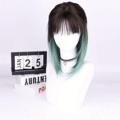 Synthetic Wig 16-Inch Straight Ombre Bob with Bangs, 150% Density and Rose Net Cap for Festivals