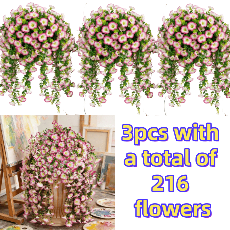 Three-Piece Artificial Rose Vine Garland with 216 Listed Flowers in Twelve Exact Color Combinations
