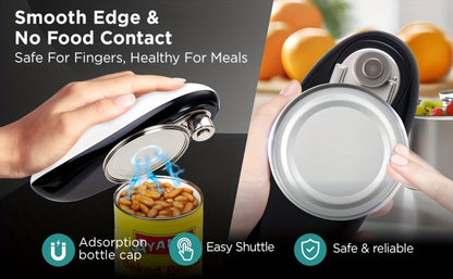 Electric Can Opener One Touch – Automatic 360° Rotation for All Can Sizes, Smooth Safe Edge, Battery Operated, Ideal for Seniors & Arthritic Hands, Kitchen Gadget
