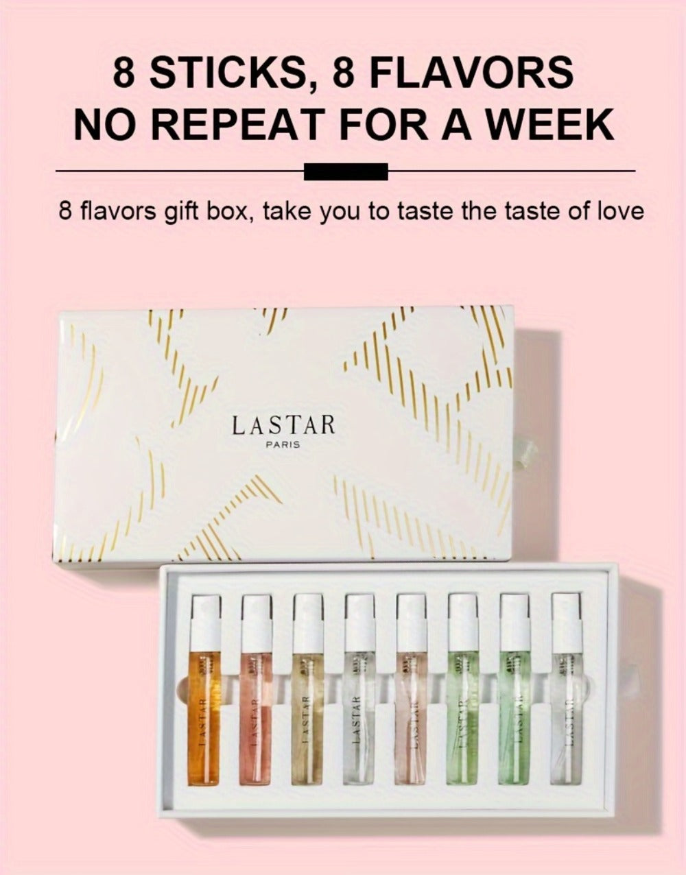 Perfume Gift Set LASTAR Eight-Piece Spray Bottle Collection in White Gold Box with Fitted Insert for Women