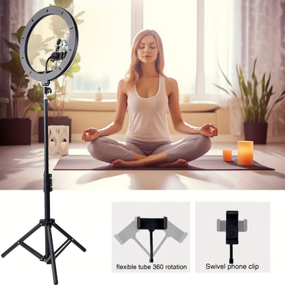LED Ring Light 10/12 Inch with Tripod Stand & Phone Holder – 3 Color Modes, 12 Brightness Levels, USB Powered Selfie Light for Makeup, Photography, Video & Streaming