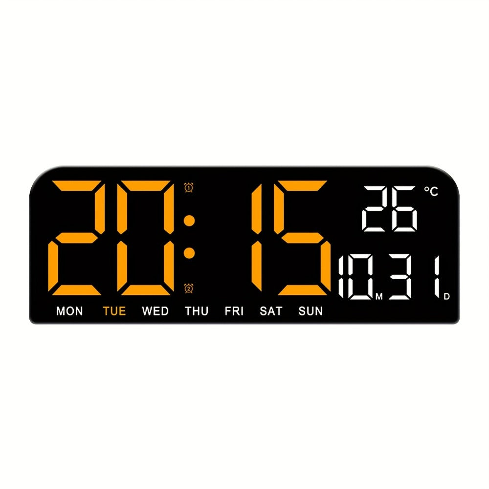 Large LED Wall and Desk Clock with Nine Display Checkouts, Calendar, Temperature and Humidity Readouts