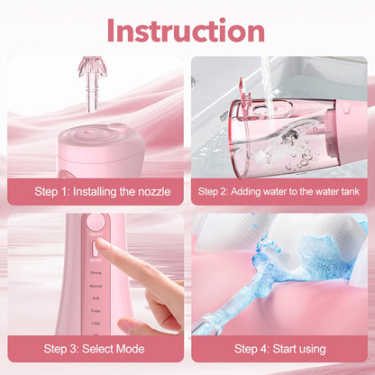 Cordless Water Flosser Oral Irrigator 5 Modes — 6 Interchangeable Tips, IPX7 Waterproof, 350ml Tank, Rechargeable, Ideal for Braces, Bridges & Implants, Home & Travel Teeth Cleaning