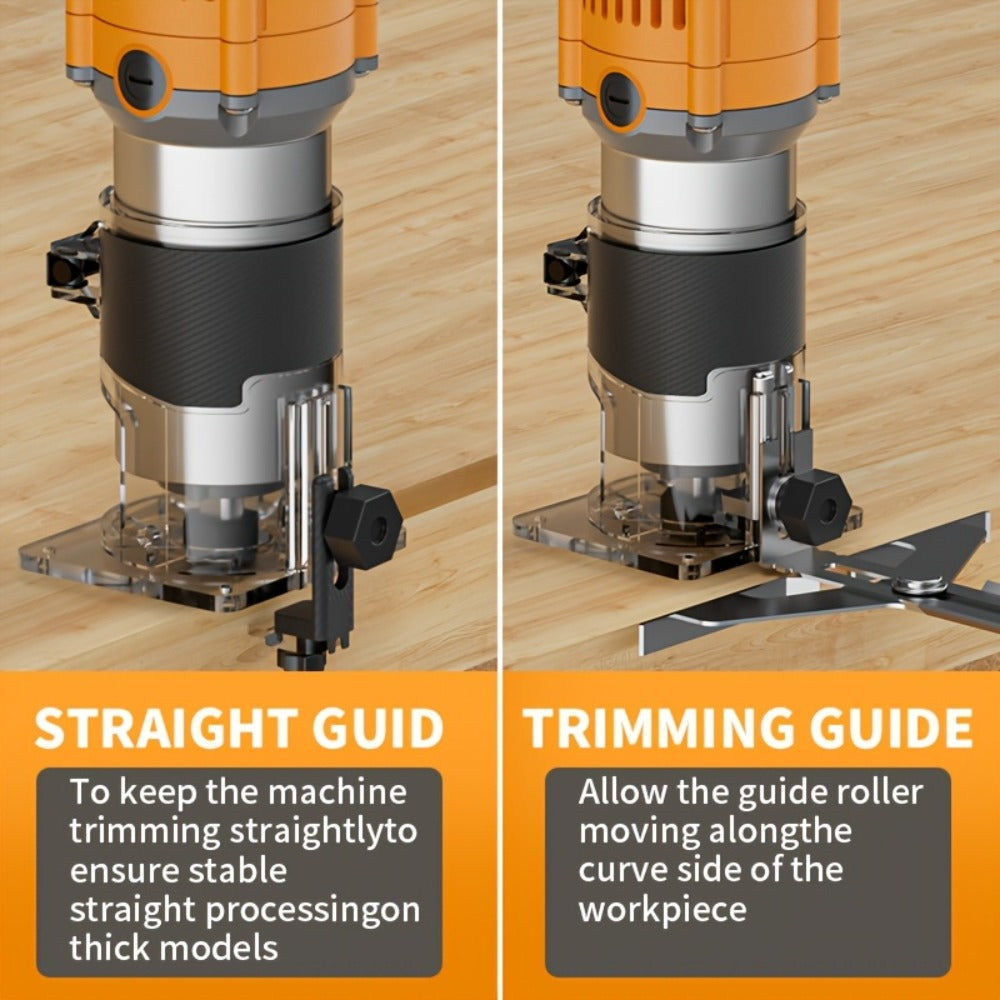 Wood Router Edge Trimmer 800W 6.1Amp Compact Hand Router Tool 35000RPM with Variable Speed, 1/4" Collet, Router Bit Set for Woodworking Slotting Carving Edge Treatment DIY Projects