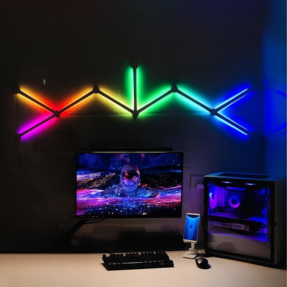 Modular LED Atmosphere Light 9pcs Starry Sky RGB – Freely Splicing, Music Sync, App & Voice Control | Gaming Room, Esports, Bedroom & Streaming Wall Decor Ambient Light
