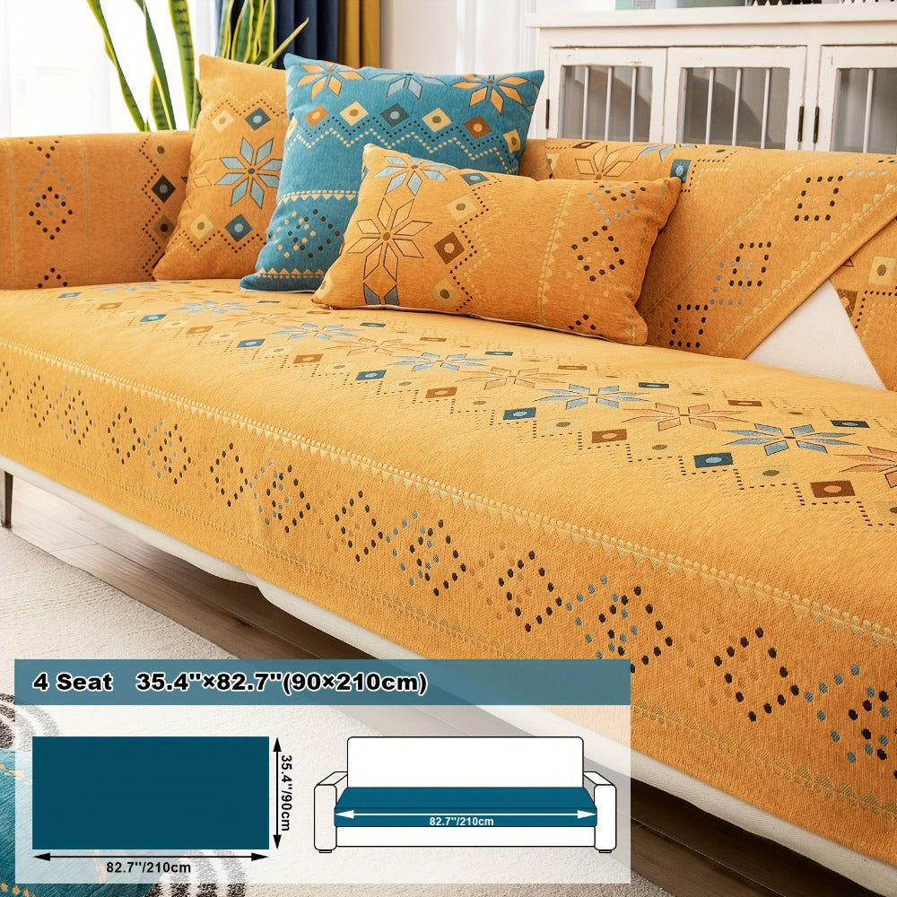 Sofa Cover Bohemian Geometric Panels for 1 to 4 Seats, Armrest or Backrest in Five Color Options