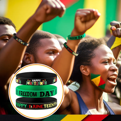 120-Piece Juneteenth 1865 Wristband Set in Black Freedom Day Design for Parties and Community Events