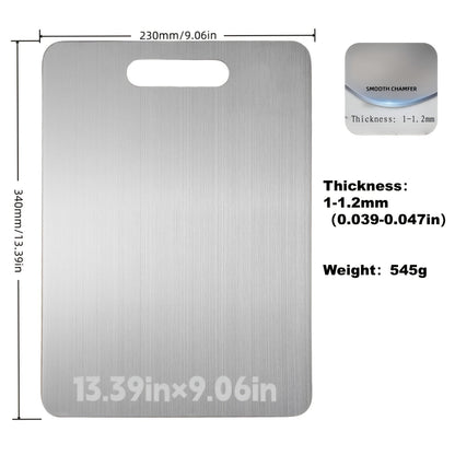 13.39 x 9.06-Inch 304 Stainless-Steel-Labeled Cutting Board with Handle in One- or Two-Piece Packs