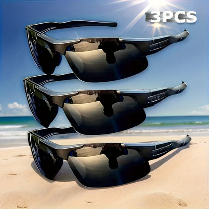 Polarized Sunglasses 3-Pack for Men with Half Frames, UV400 Lenses and Lightweight Driving Fit