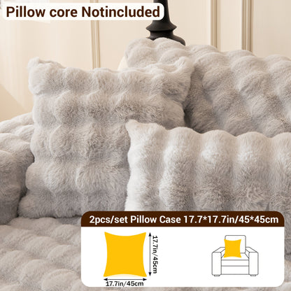 Sofa Cover Bubble Faux Rabbit Fur Panels with Silicone Non-Slip Backing for Seat, Armrest or Backrest