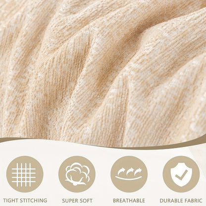 Sofa Cover 300 GSM Solid Chenille Throw with Fringe in Four Colors and Sizes from Single Seat to 71 x 150 Inches