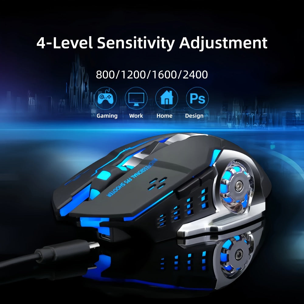 Wireless Gaming Mouse RGB Rechargeable T-WOLF 2.4GHz Ergonomic Large Mouse for PC Laptop Tablet Mac Chromebook Adjustable DPI Quiet Click Work Gaming Study Back to School Gift
