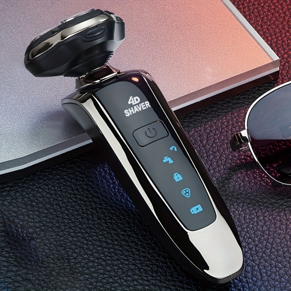 5-in-1 Rechargeable 3-Head Rotary Electric Razor with Detail Trimmer, Nose Trimmer and Cleaning Brush