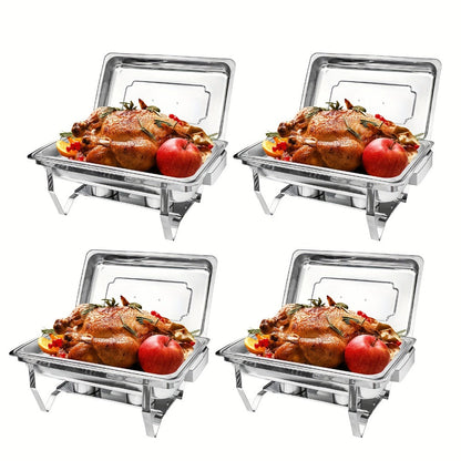 Chafing Dishes Buffet Set 9QT Stainless Steel Food Warmer Trays for Parties Hotel Christmas - 1/2/4/6/8 Pack