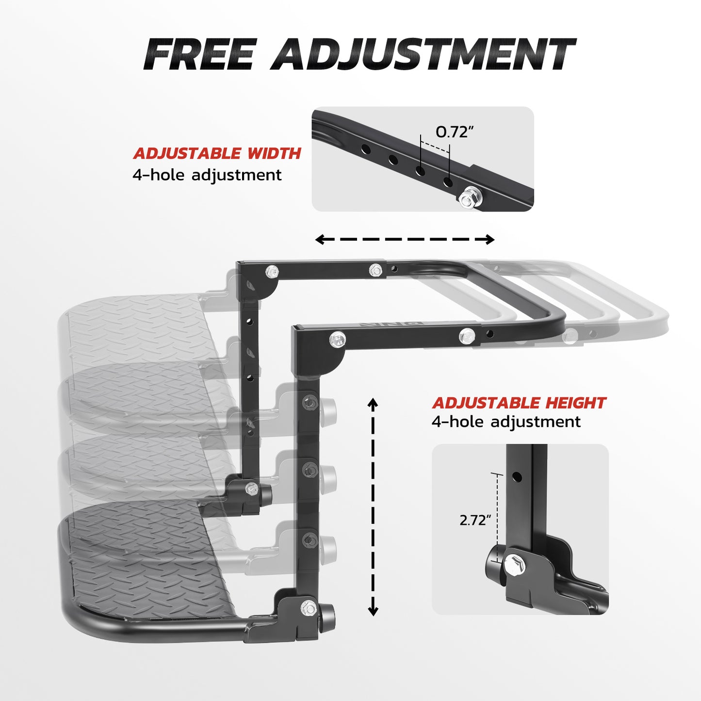 Folding Tire Step Heavy Duty 330 lbs Adjustable Universal Truck SUV RV – Fits 9–13" Tires 4 Height & Width Positions Slip-Resistant Rooftop Access