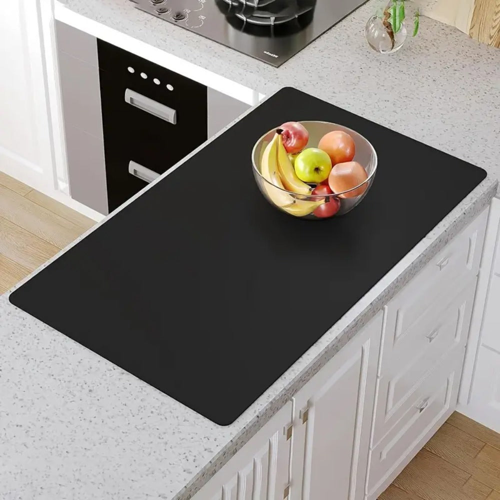 Kitchen Counter Mat Heat Resistant Countertop Protector Pad Extra Large Cuttable Non-Slip Mat for Kitchen Counter Dining Table - Waterproof Protective Mat 36 inch 47 inch Black Gray