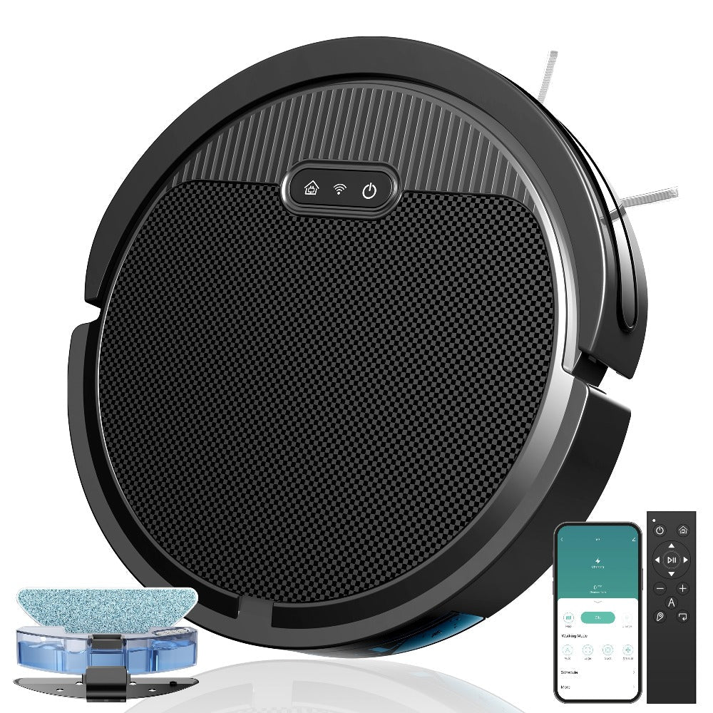 Robot Vacuum Cleaner Mop Combo 5000Pa Max Suction 2-in-1 with App & Voice Control - Scheduled Cleaning, Auto Recharge, for Pet Hair, Low Pile Carpet & Hard Floors, 12.2 inch Slim Design, Multiple Colors