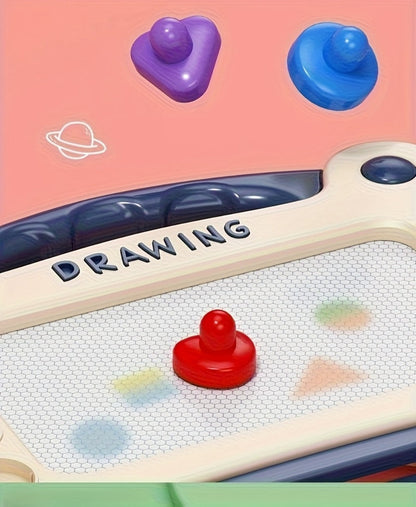 Three-Mode Magnetic Drawing Board with Four Stamps, Brush, Eraser Slider and Six Color Configurations